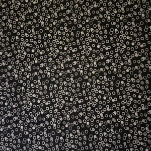 Gray Circle Spots on Black by Keepsake Calico Cotton Fabric - 1/2 YD - Blender